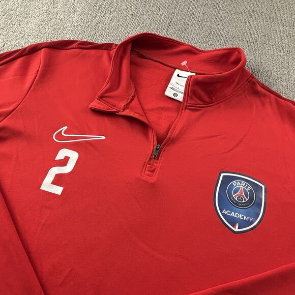 Nike Sweater Adult Large Red Long Sleeve Paris St. Germain Casual Sweatshirt Men - Picture 9 of 15